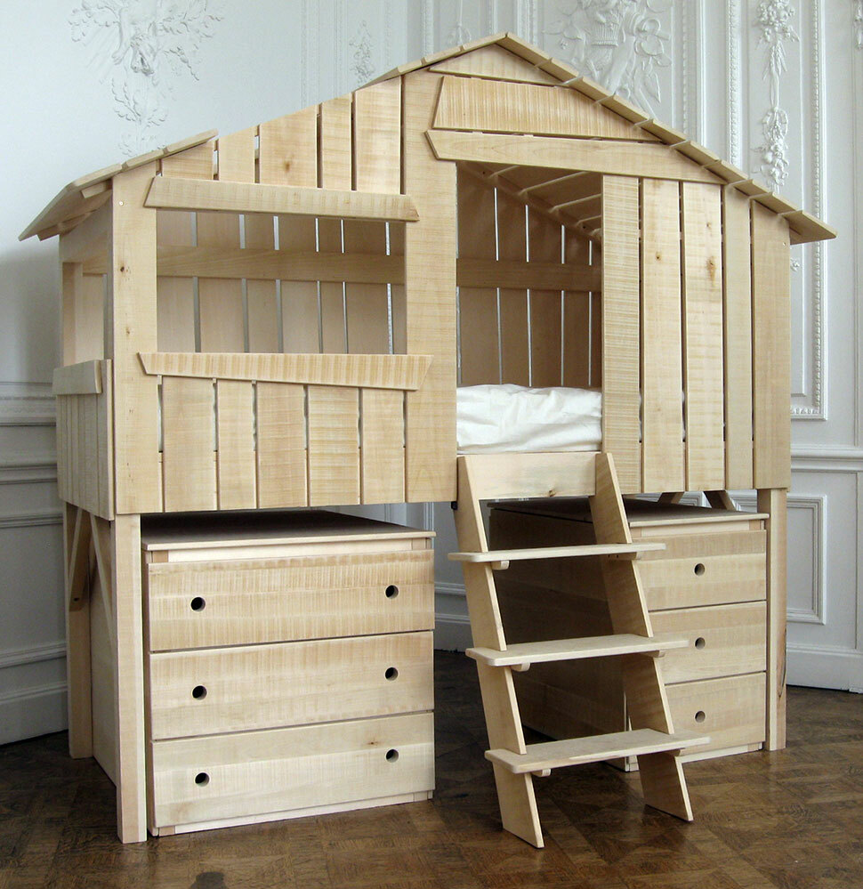 bed house made of wood