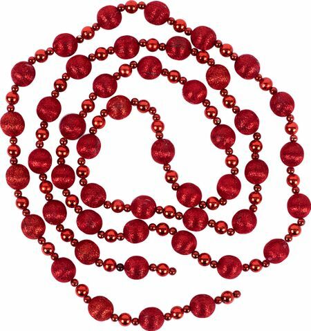 Pērles plastmasas iepakojumā sarkanas 180 cm