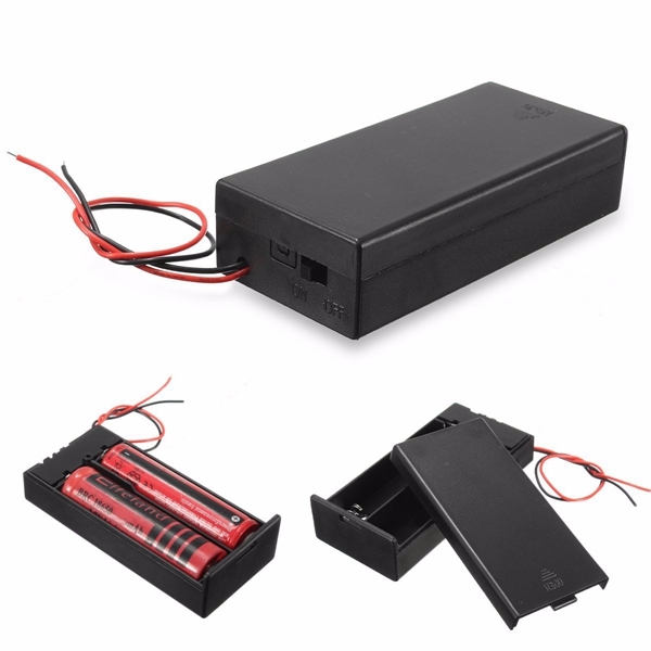 Plastic Battery Storage Holder Box Case Container ON / OFF Switch for 2x 18650 Batteries 3.7V