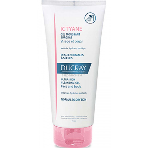 Gel Ducray (Ducre) Ictyane cleansing supernourishing for face and body 200 ml
