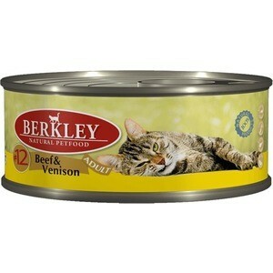 Konzervált Berkley felnőtt marhahús és 12. szarvashús 12. sz. Marhahússal és őzgerincsel felnőtt macskáknak 100 g (75111)