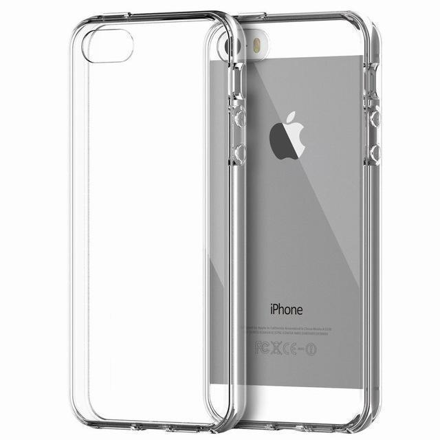 Siliconen cover-overlay voor Apple iPhone SE/5S/5 met bumper (zilver)