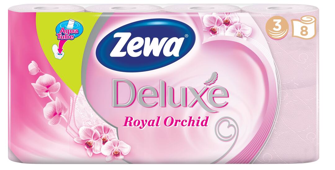 Zewa Deluxe tualetes papīra orhideja, 3 kārtas, 8 ruļļi