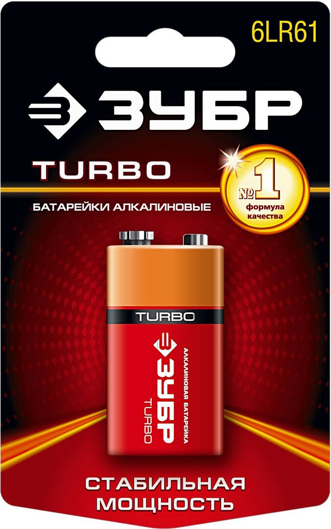 Alkalisk batteri 9 V, type 6LR61 (krone), 1 stk, BISON Turbo