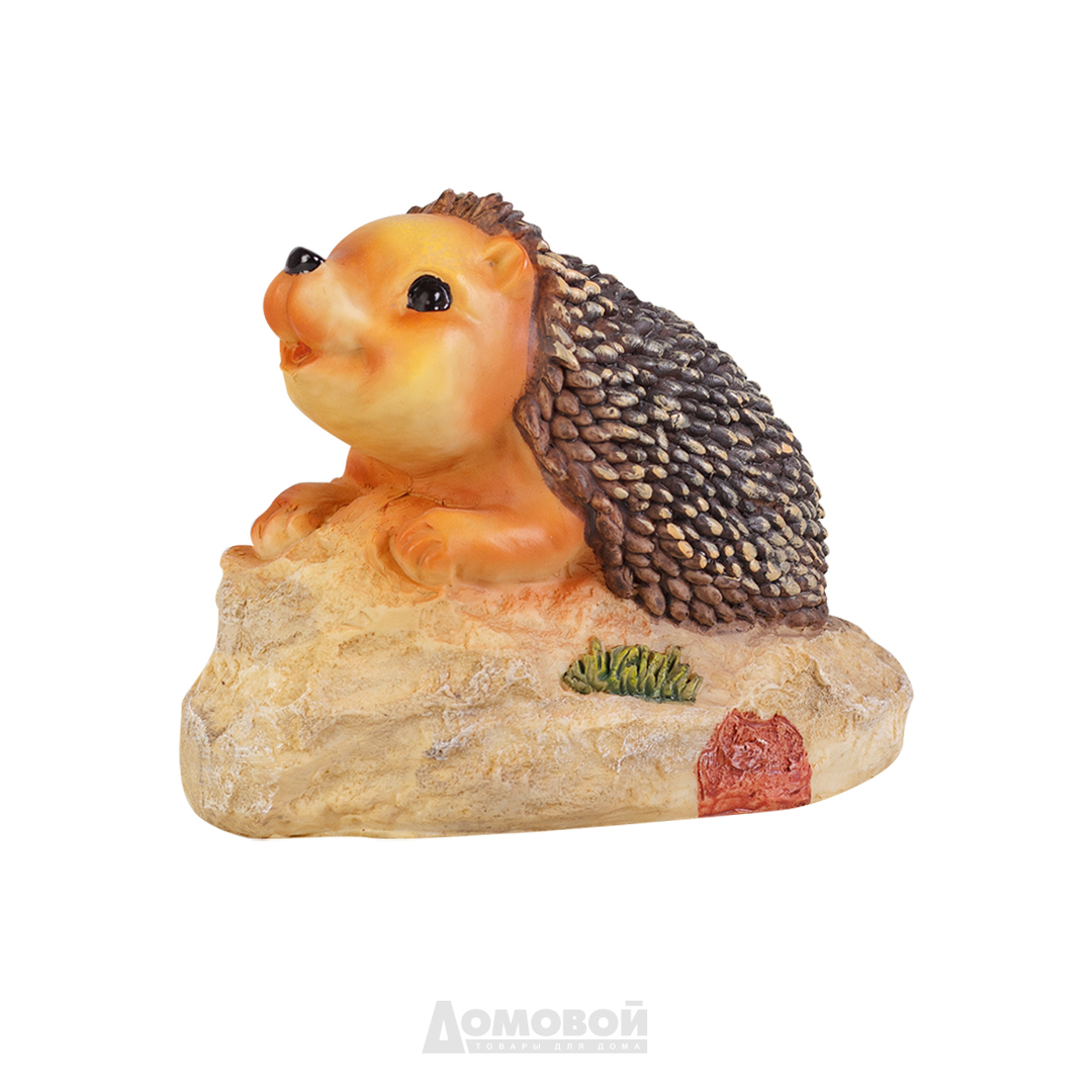 Figura de jardim, HOME DECOR Hedgehog em um seixo, 18,2x10,4x14,8cm., Polyresin