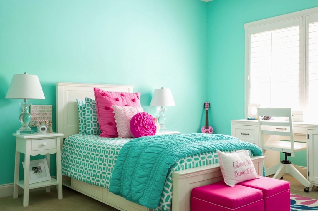 idejas rozā zilā guļamistabā