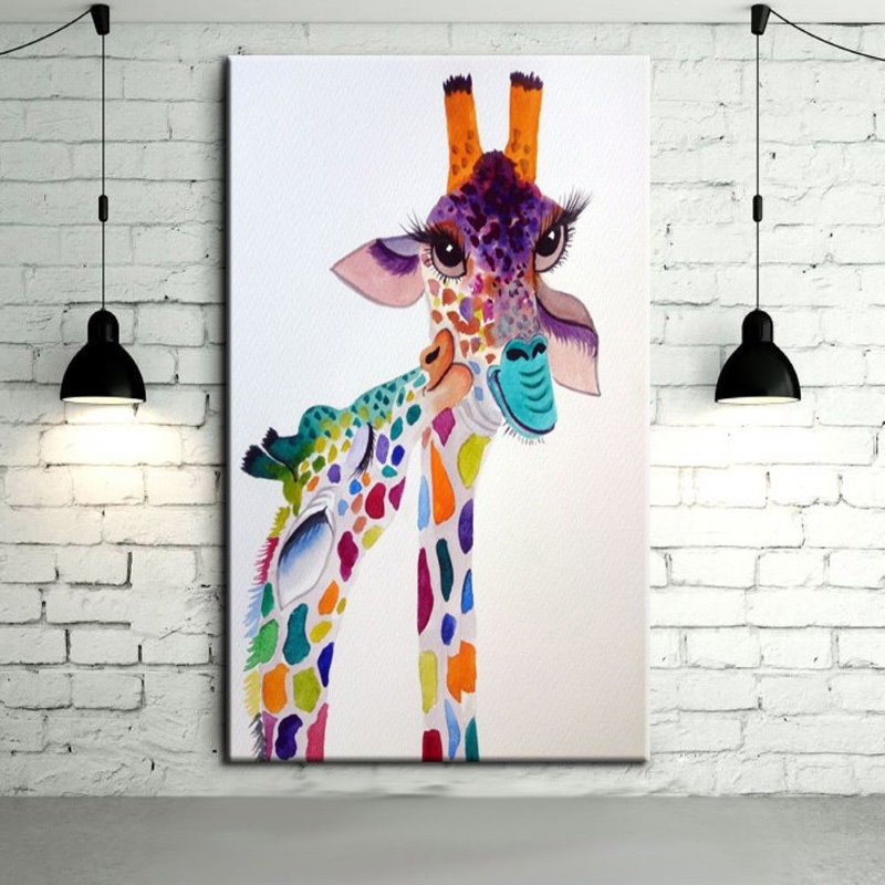 Aquarel schilderij van een giraffe op de poster voor kinderen