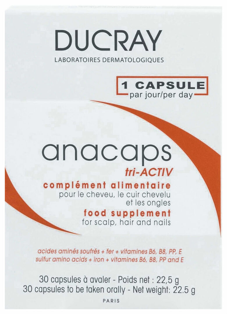 Hiuksille ja päänahalle Ducray Anacaps Reactiv 30 kapselia