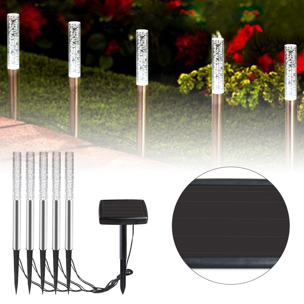 I 1 LED Solar Acrylic Bubble Lawn Lamp Set Vanntett Garden Plen Landskap Hvit Lys Dekor
