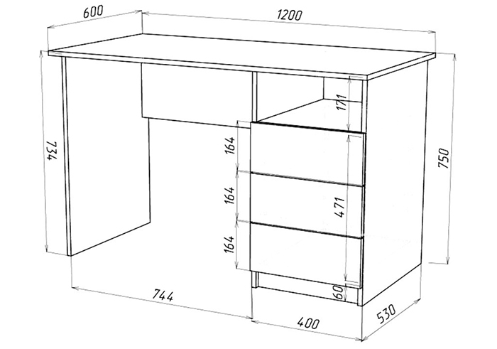 Standardní rozměry pro klasický psací stůl