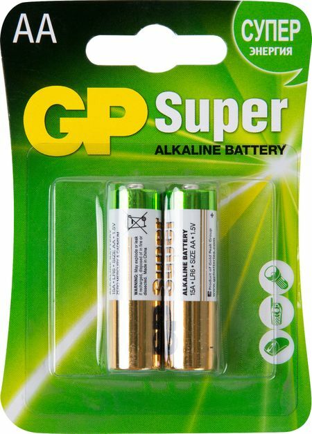 Alkalisk batteri GP 15AA, 2 stk.