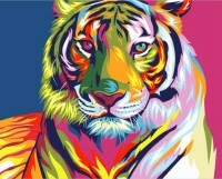 Pintura em tela Tigre Arco-íris