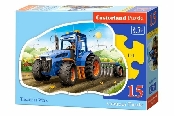 Puzzle Castor Land Tracteur 15 pièces Taille de l'image assemblée: 23 * 16,5 cm.