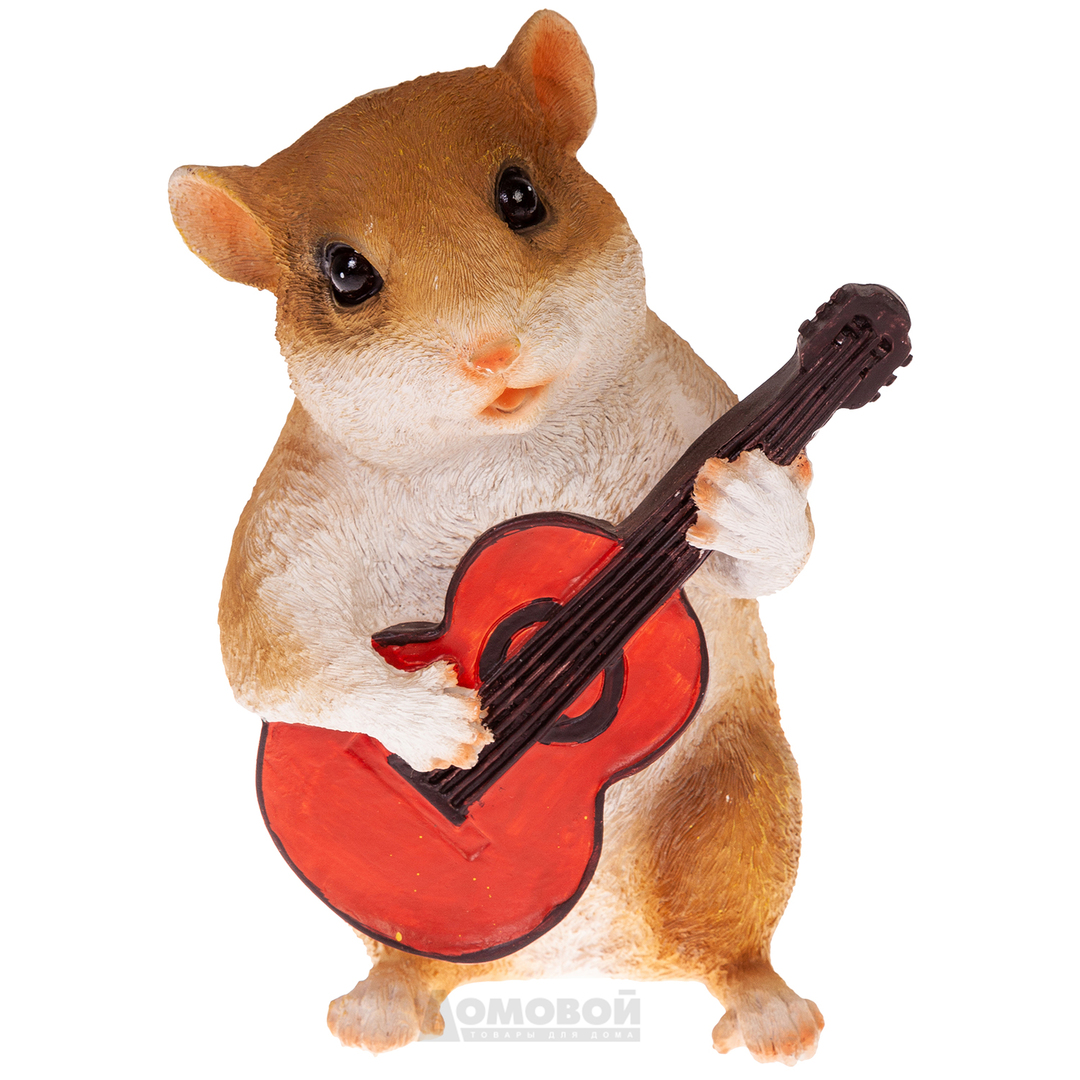 Figura de jardim HOME DECOR Hamster com violão, poliresina, 14 * 13 * 21 cm