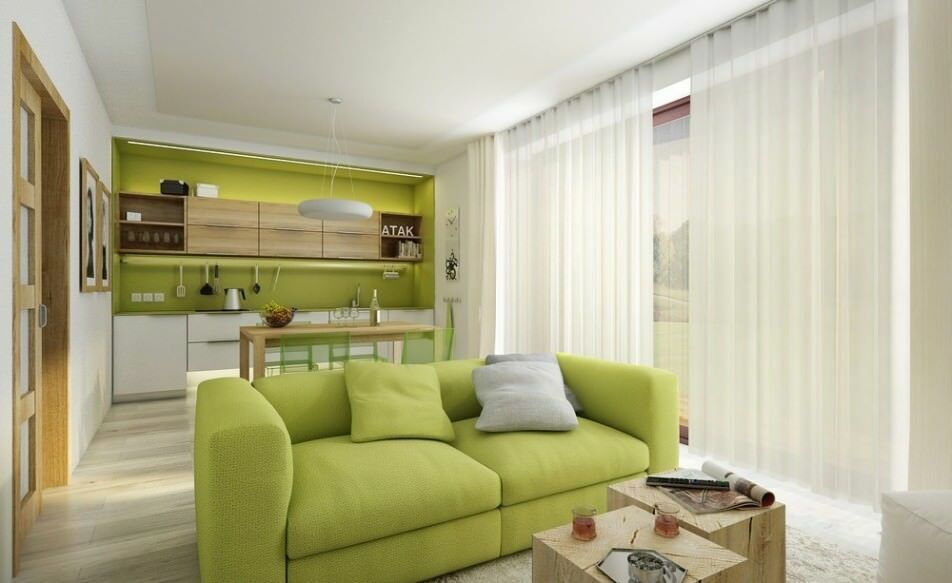 woonkamer in groene ontwerpideeën