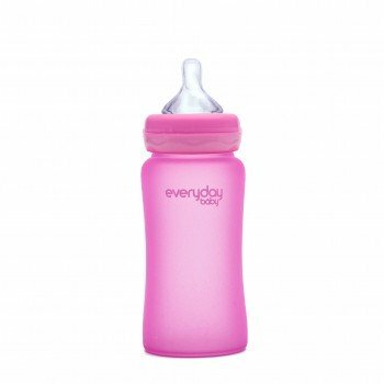 בקבוק זכוכית Everyday Baby עם מחוון טמפרטורה, 240 מ" ל