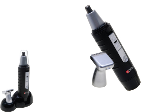 Zastřihovač nosu a uší Dewal, 2 čepelkové bloky (1 baterie AA), černý 03-802