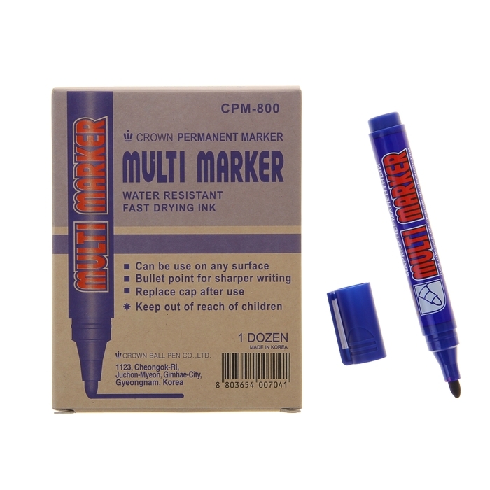 Permanentní popisovač 3,0 mm Crown MULTI MARKER modrý