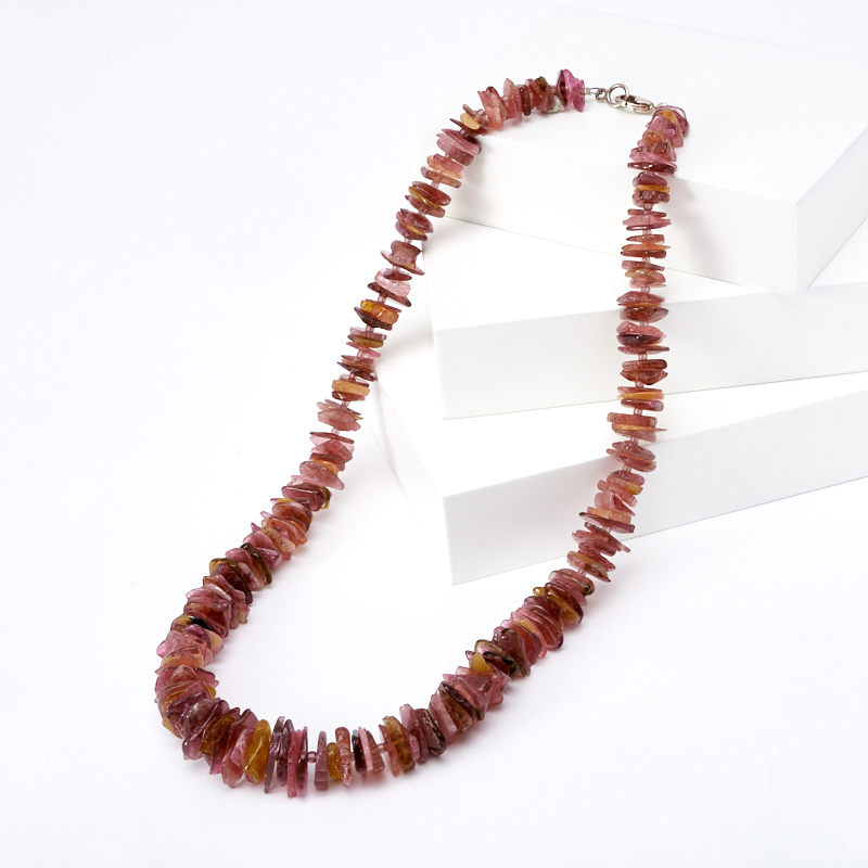 Beads tourmaline pink (rubellite) 46 cm (bij. alloy)