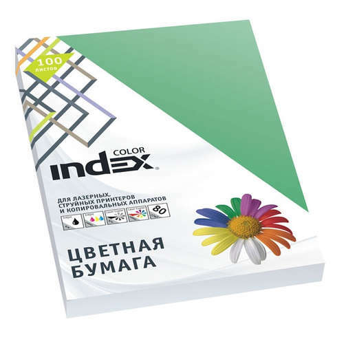Papir, farget, kontor, indeksfarge 80gr, A4, smaragdgrønn (68), 100l