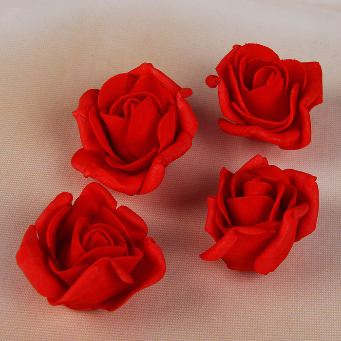 Bow-flower bröllop från foamiran handgjorda D-5 cm 4 bitar färg röd