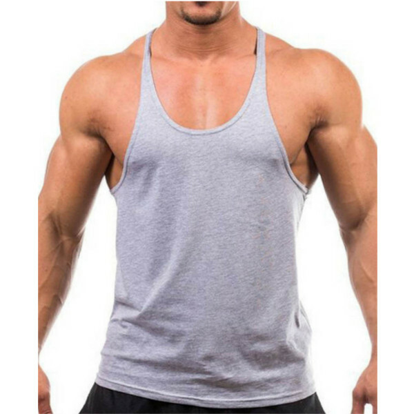 Camiseta masculina verão algodão lisa para ginástica regata sem mangas Camiseta de treino de musculação