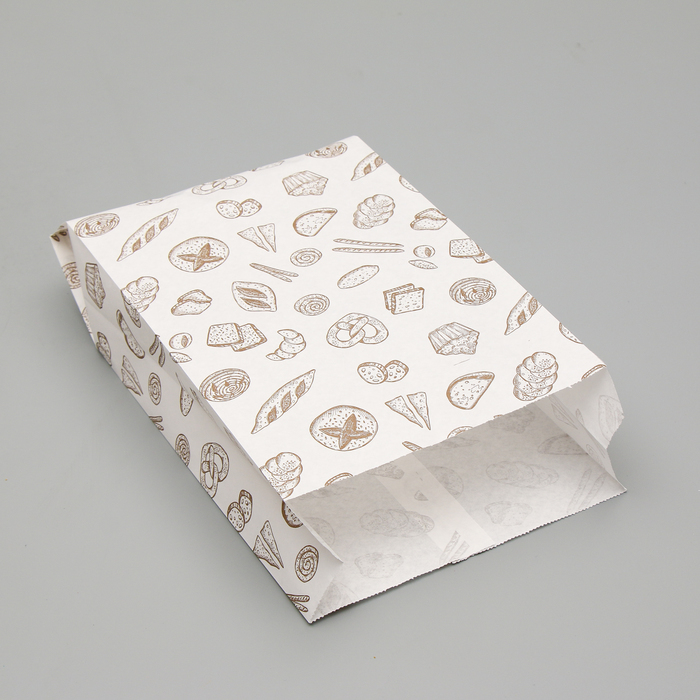 Polnilna papirna vrečka, bela, s potiskom, dno v obliki črke V 30 x 17 x 7 cm
