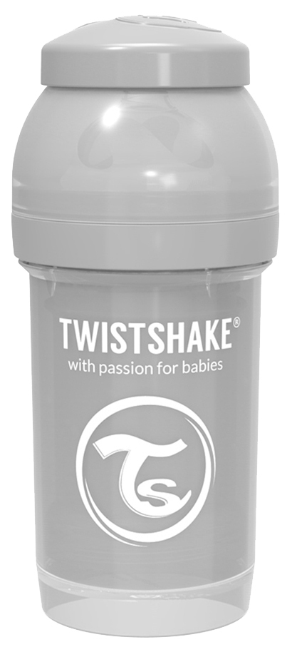 Steklenička proti kolikam Twistshake za hranjenje 180 ml pastelno sive barve 78254