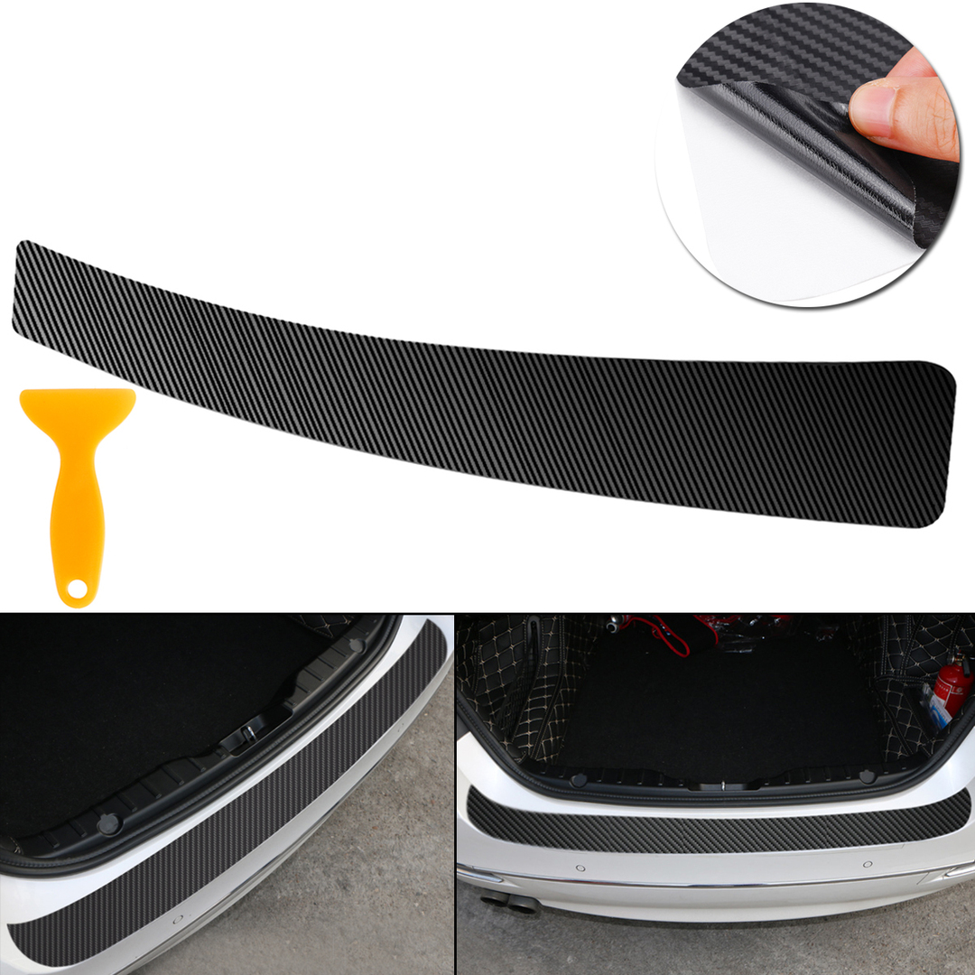 Autobon Fiber Sticker Vinyl Decal Auto Tail Trunk Sill Plate Cover Bumper Guard Cover