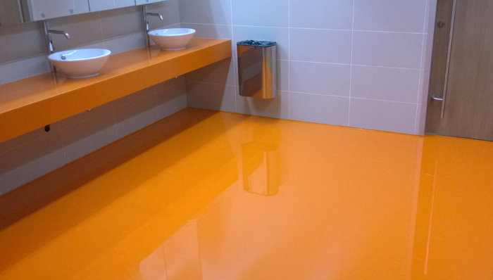 Orange polyurethane self-leveling floor type