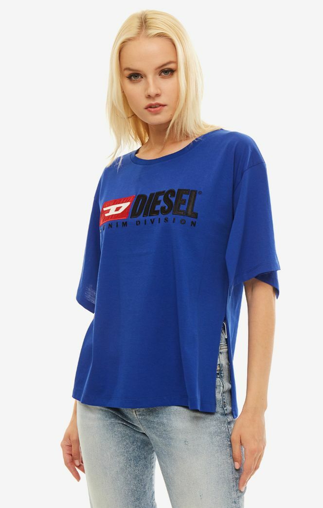 Camiseta feminina azul DIESEL 00SPB9 0CATJ 8CR