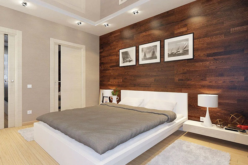 Laminate on the wall in the interior: photo