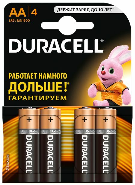 סוללות אלקליין Duracell Duracell Basic AA / LR06, 4 יח '.