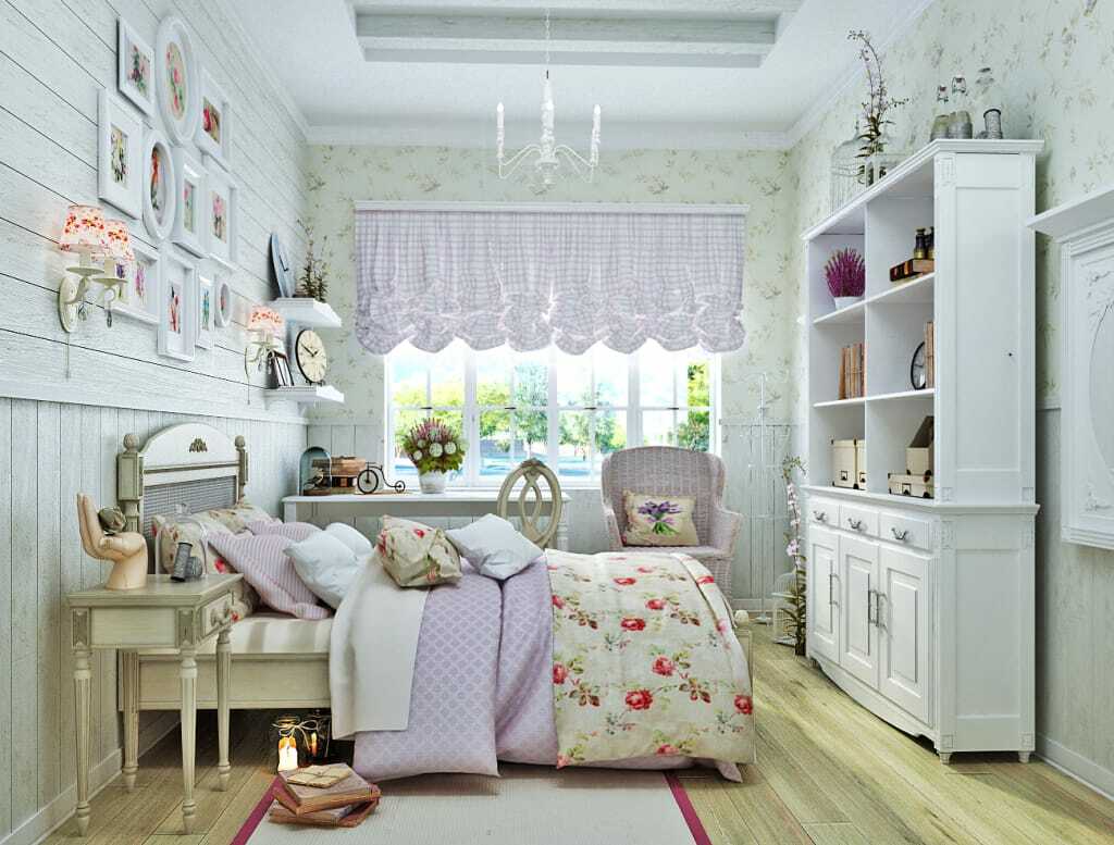 Dormitorio en estilo provenzal para una adolescente.