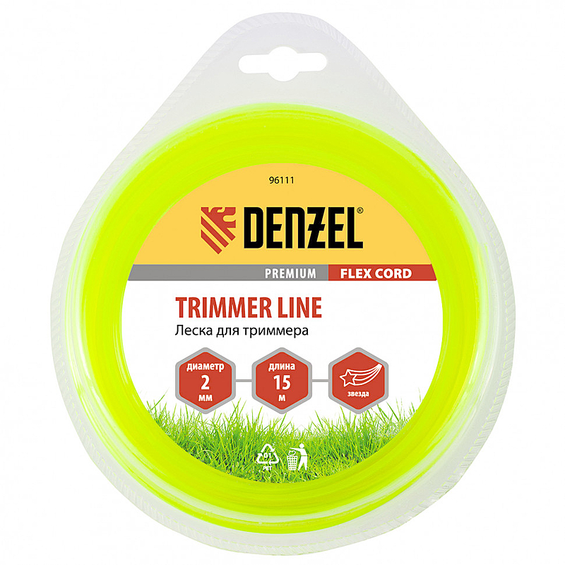 Trimmer line, star 2 mm x 15 m, Flex cord Denzel blister