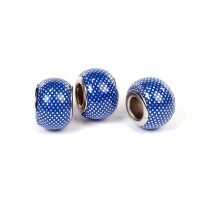 Perles en cuir Pandora, 15 mm, couleur: bleu (2 pièces)