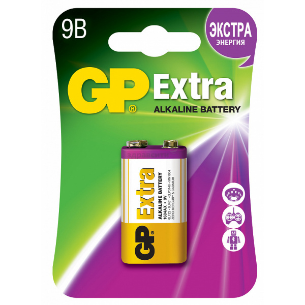 Alkalisk batteri GP (Gee pi) Ekstra 1604AX 9V 1 stk.