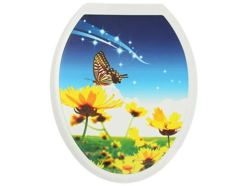 Asiento de inodoro Rossplast Butterfly sobre una flor