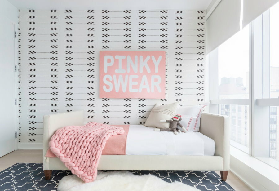 Schoolgirl's bright room with bright accents