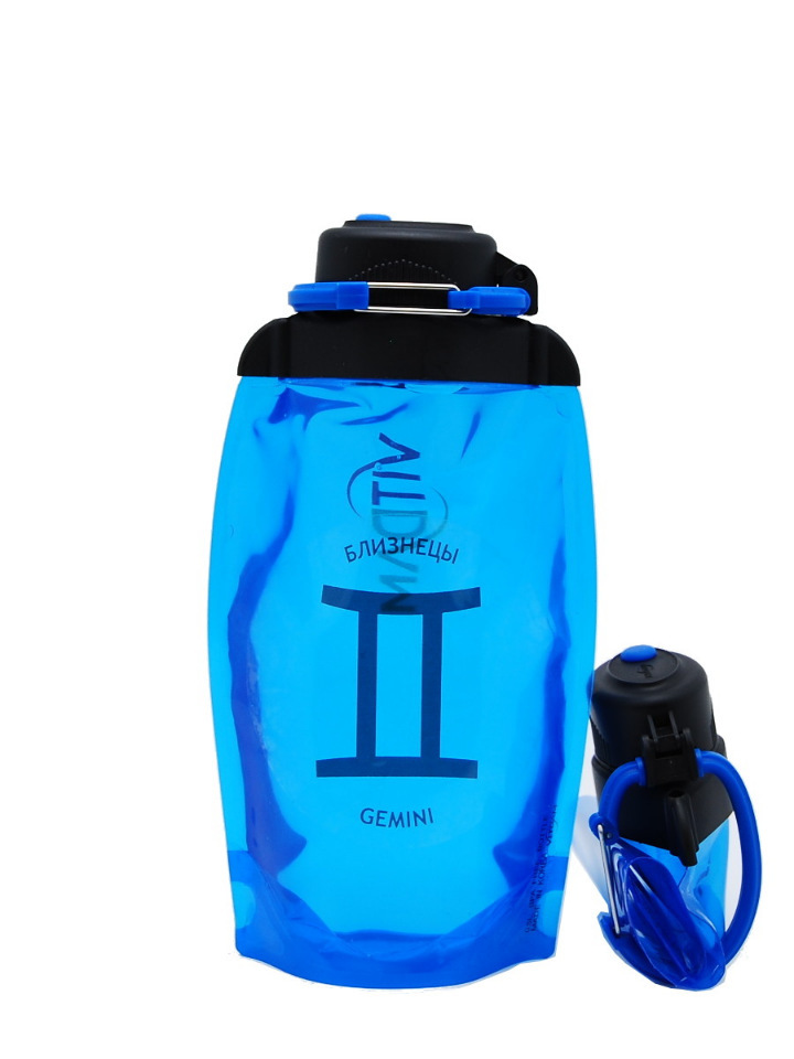 Składana butelka ekologiczna Vitdam, niebieska, 500 ml, Gemini / Gemini