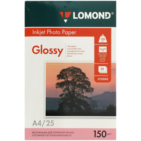 Papel para inyección de tinta Lomond, A4, 150 g / m2, 25 hojas, brillante, a una cara