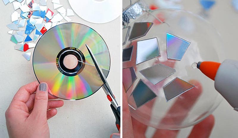 I CD rovinati possono essere usati per trasformare vecchie palle di Natale
