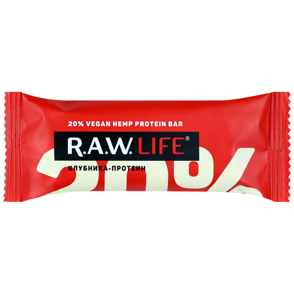 Raw Life בר פירות אגוז בר חלבון תות 50 גרם