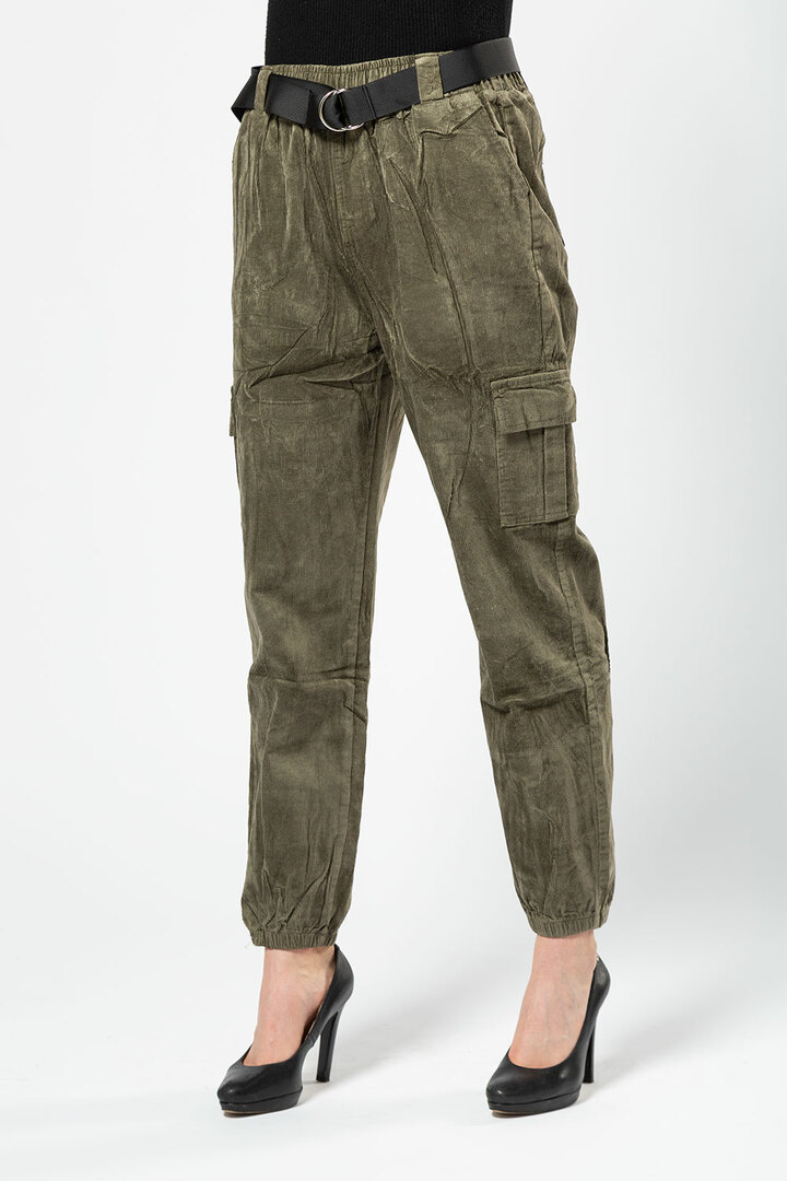 Pantaloni da donna Y.T.Q F8070 + cintura (30, Beige)