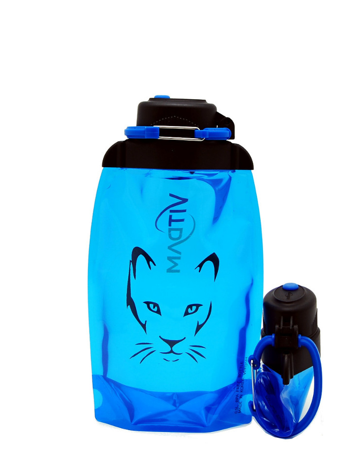 Sammenfoldelig øko-flaske, blå, volumen 500 ml (artikel B050BLS-1306) med et billede