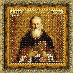 Dibujo sobre tela Bordado mosaico de arte. 4014 Icono Juan de Kronstadt 6,5x6,5 cm