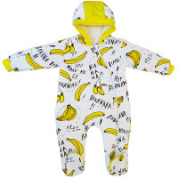 Warm jumpsuit with a zipper with a hood Papitto Banana (color: white-yellow, size 20, height 56 ​​cm)