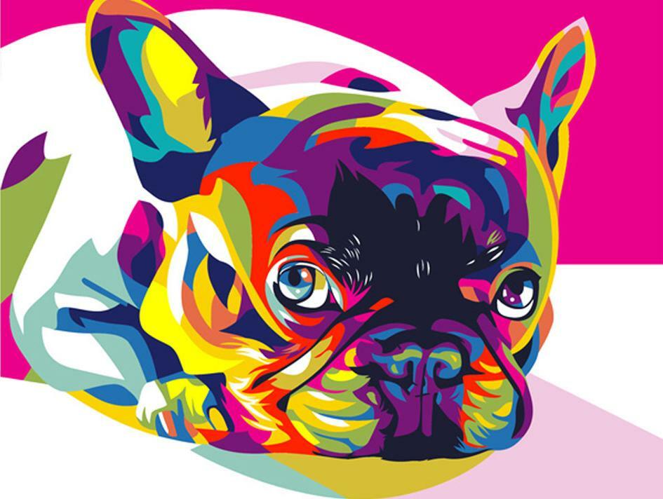 Pintar por número " Rainbow French Bulldog"
