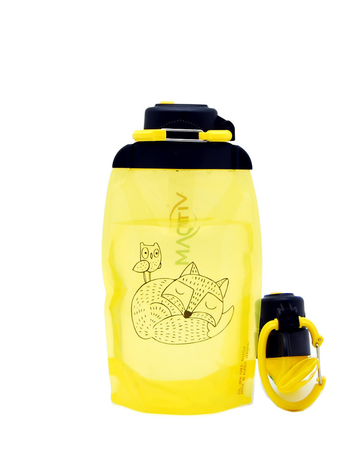 Botella ecológica plegable, amarilla, volumen 500 ml (artículo B050YES-1304) con imagen