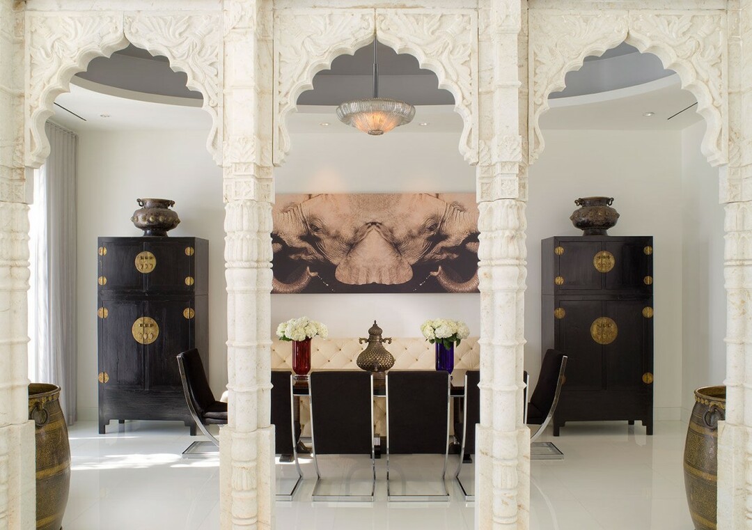 Arcos de paneles de yeso: foto de diseño de interiores en la sala, hermosos ejemplos de diseño.